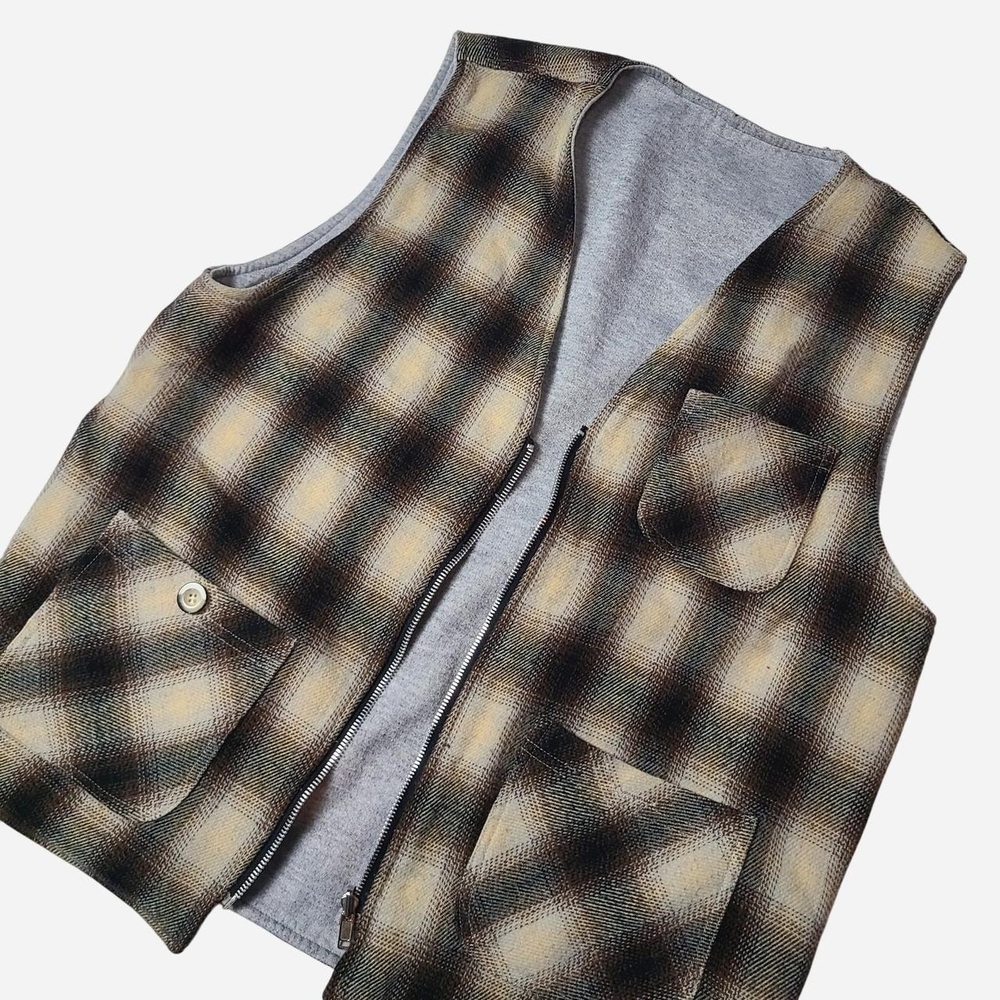 Black and Tan Plaid Men's Vest